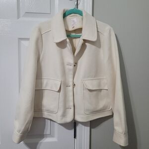 Lauren Conrad Women's Cream Cropped Jacket